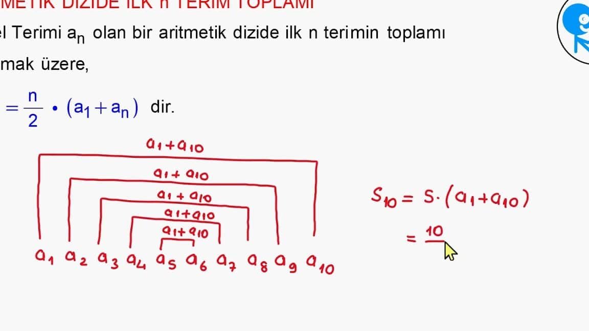 bir aritmetik dizinin toplami nasil bulunur